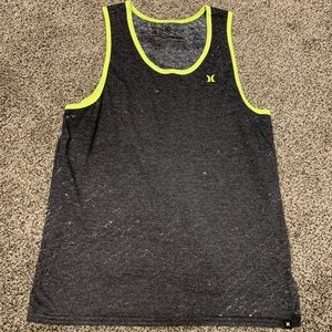 Hurley Gray and Neon Yellow Tank Top (Men)